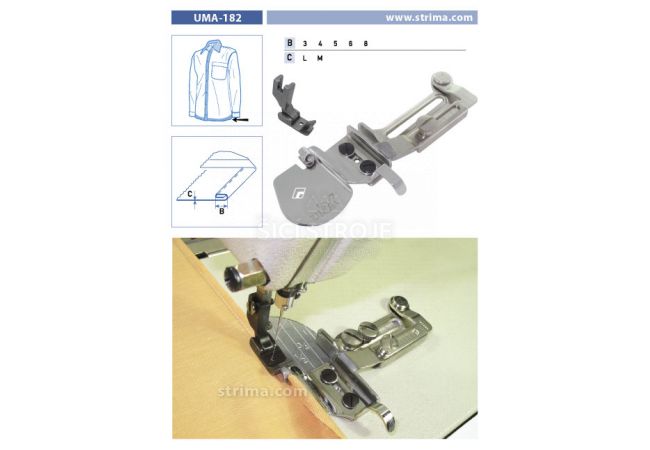 Zakladač s podvinutím pre šijacie stroje UMA-182 3 L