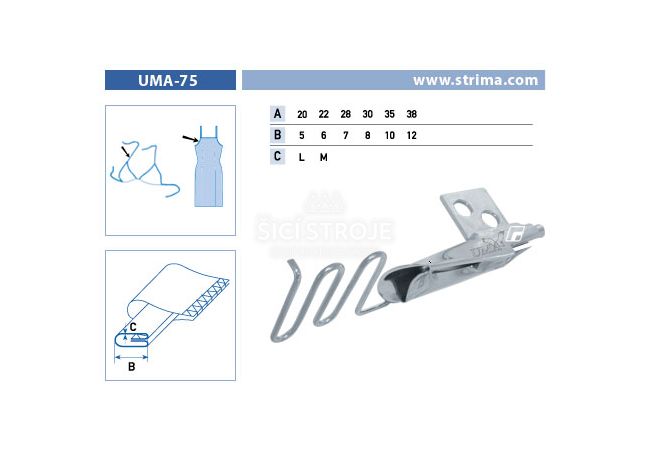 Zakladač špeciálny pre šijacie stroje UMA-75 38/12 M