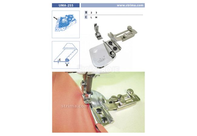 Zakladač s podvinutím pre šijacie stroje UMA-255 3