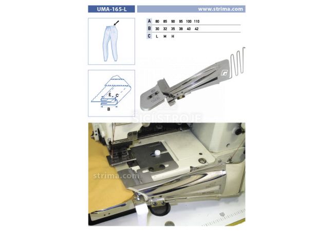Lemovač na všívanie pásky pre šijacie stroje UMA-165-L 95/38 M