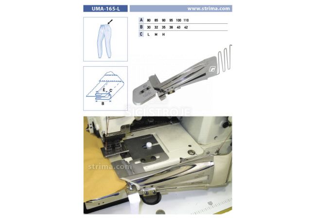 Lemovač na všívanie pásky pre šijacie stroje UMA-165-L 100/40 H
