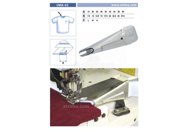 Lemovač skladajúci napoly pre šijacie stroje UMA-02 15/7,5 M
