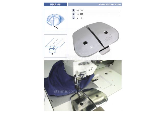 Zakladač pre dvojihlové šijacie stroje UMA-98 25/12,5 M