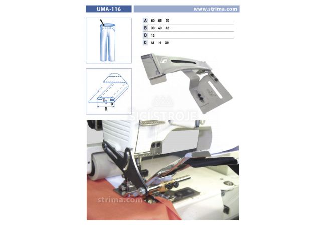 Zakladač pásky pre šijacie stroje UMA-116 60/38/12 XH
