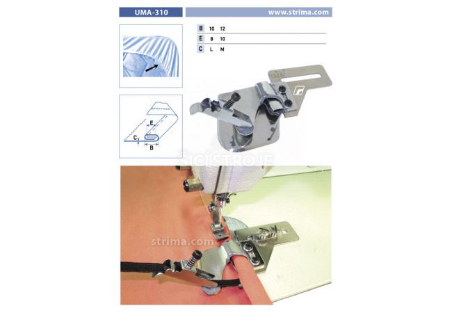 Zakladač s podvinutím pre šijacie stroje UMA-310 10/8 M