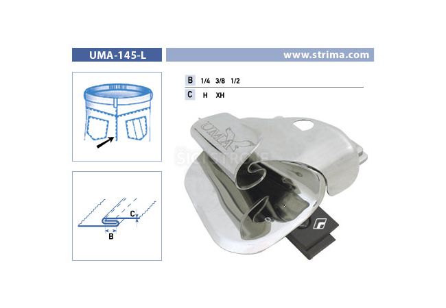 Zakladač pre francúzsky šev pre šijacie stroje UMA-145-L 1/4 XH