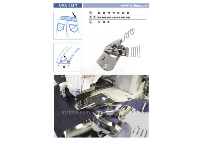 Zakladač pásky pre šijacie stroje UMA-118-T 72 XH