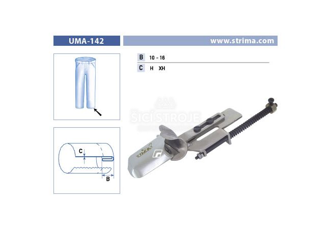 Zakladač s podvinutím pre šijacie stroje UMA-142 10-16 XH