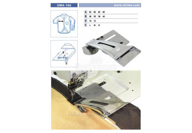 Zakladač pre dvojihlové šijacie stroje UMA-166 62/38/12 M