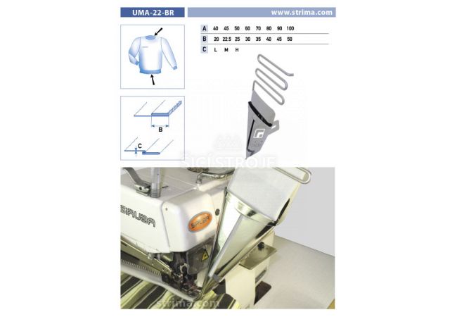 Zakladač výpustkov pre šijacie stroje UMA-22-BR 45/22,5 M