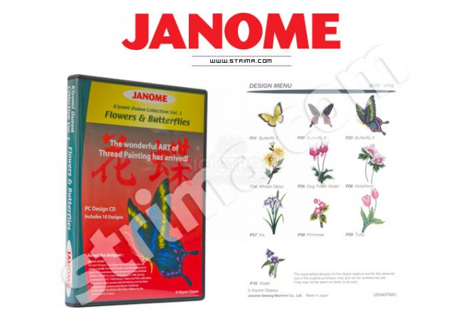 Kolekcia výšiviek Janome - Flowers & Butterflies