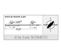 Strojové ihly pre priemyselné šijacie stroje Schmetz 134 LBR 100