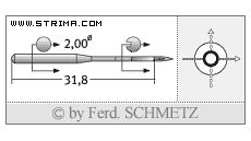 Strojové ihly pre priemyselné šijacie stroje Schmetz 135X1 100