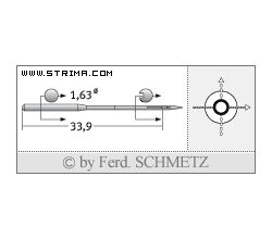 Strojové ihly pre priemyselné šijacie stroje Schmetz 16X1 100