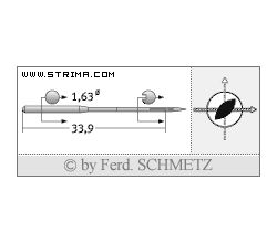 Strojové ihly pre priemyselné šijacie stroje Schmetz 16X2 R TW 70