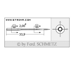 Strojové ihly pre priemyselné šijacie stroje Schmetz 558 SERV 7 90
