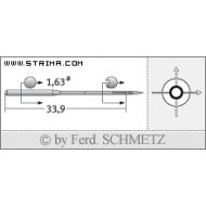 Strojové ihly pre priemyselné vyšívacie stroje Schmetz DBXK5 65