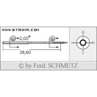Strojové ihly pre priemyselné šijacie stroje Schmetz DVX57 100