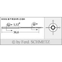 Strojové ihly pre priemyselné šijacie stroje Schmetz UY 118 GKS 75
