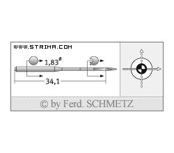 Strojové ihly pre priemyselné šijacie stroje Schmetz UY 180 GLS 130
