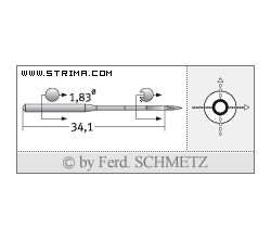 Strojové ihly pre priemyselné šijacie stroje Schmetz UY 180 GS 100