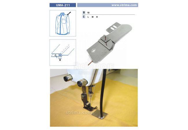 Zakladač s podvinutím pre šijacie stroje UMA-211 10 L
