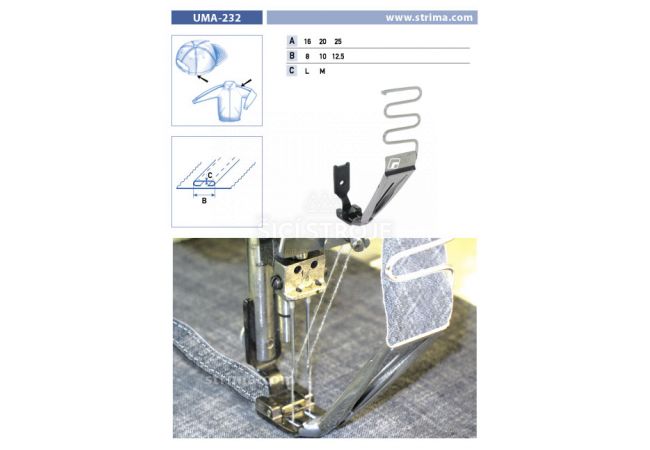 Zakladač pre dvojihlové šijacie stroje UMA-232 20/10 M