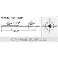 Strojové ihly pre priemyselné vyšívacie stroje Schmetz DBXK5 SD1 90